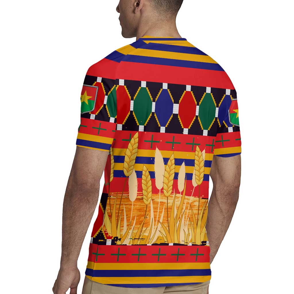 Burkina Faso Rugby Jersey with Red Green Blue Geometric - Wonder Print Shop