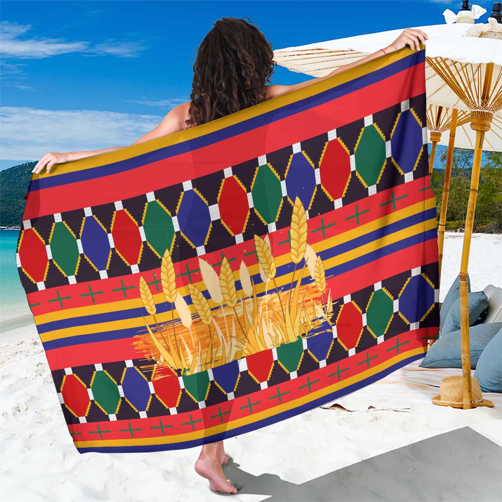 Burkina Faso Sarong with Red Green Blue Geometric - Wonder Print Shop