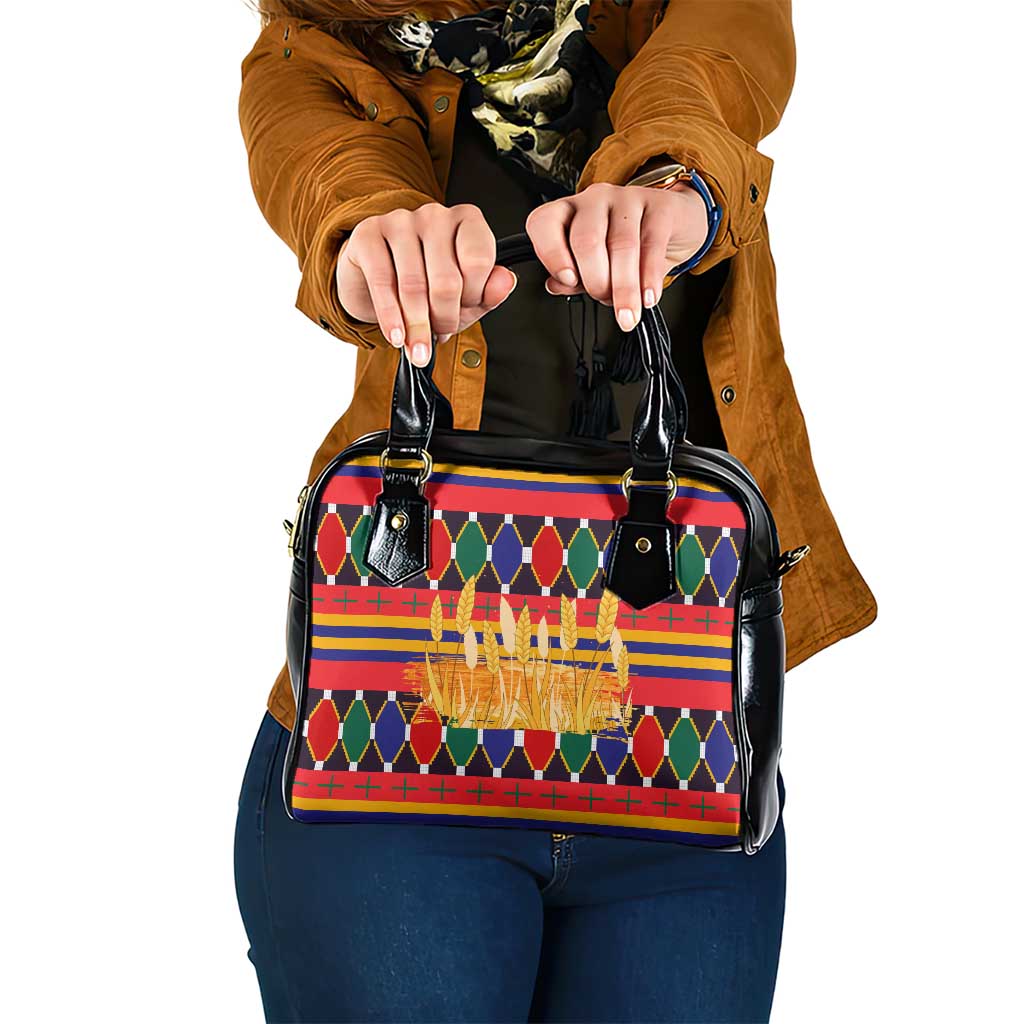 Burkina Faso Shoulder Handbag with Red Green Blue Geometric - Wonder Print Shop