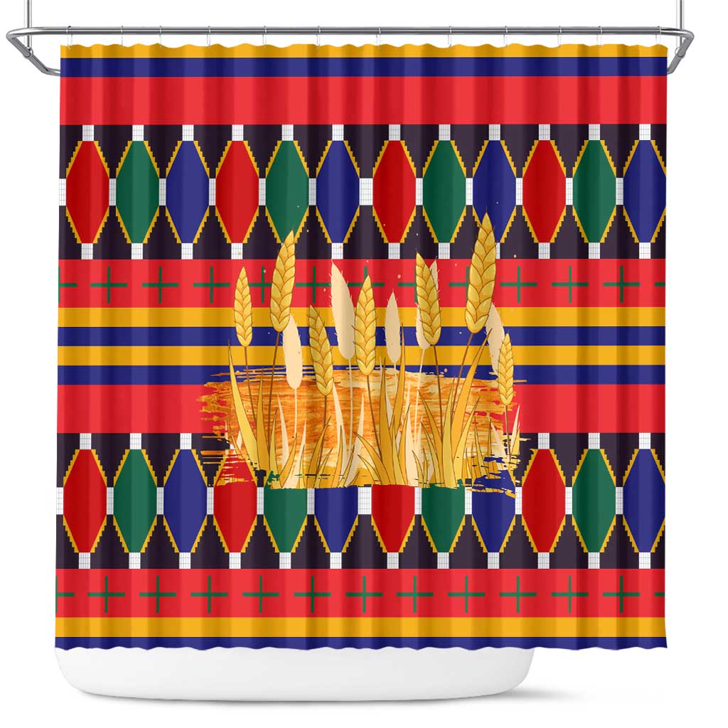Burkina Faso Shower Curtain with Red Green Blue Geometric - Wonder Print Shop
