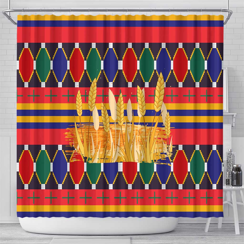Burkina Faso Shower Curtain with Red Green Blue Geometric - Wonder Print Shop