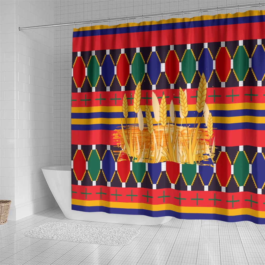 Burkina Faso Shower Curtain with Red Green Blue Geometric - Wonder Print Shop
