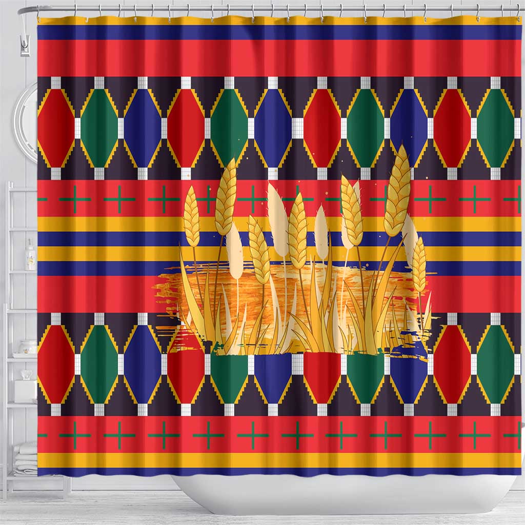 Burkina Faso Shower Curtain with Red Green Blue Geometric - Wonder Print Shop