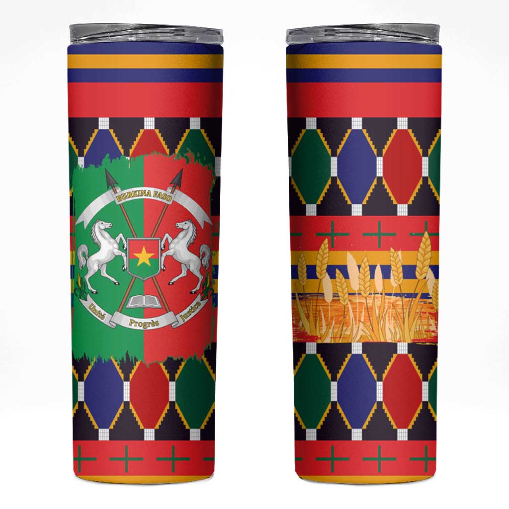 Burkina Faso Skinny Tumbler with Red Green Blue Geometric - Wonder Print Shop
