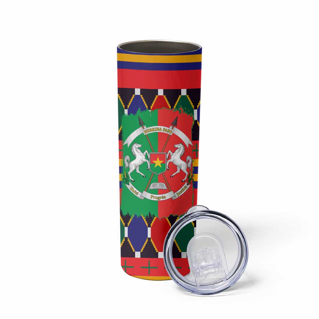 Burkina Faso Skinny Tumbler with Red Green Blue Geometric - Wonder Print Shop