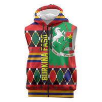 Burkina Faso Sleeveless Zip Hoodie with Red Green Blue Geometric - Wonder Print Shop