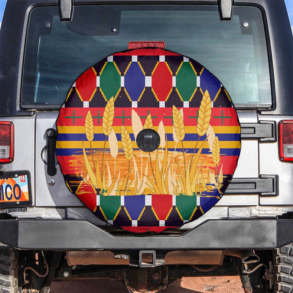 Burkina Faso Spare Tire Cover with Red Green Blue Geometric - Wonder Print Shop