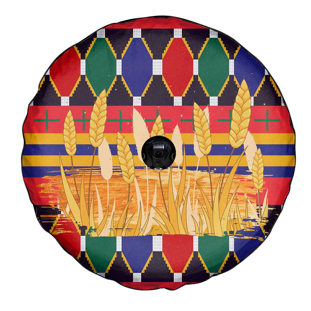 Burkina Faso Spare Tire Cover with Red Green Blue Geometric - Wonder Print Shop