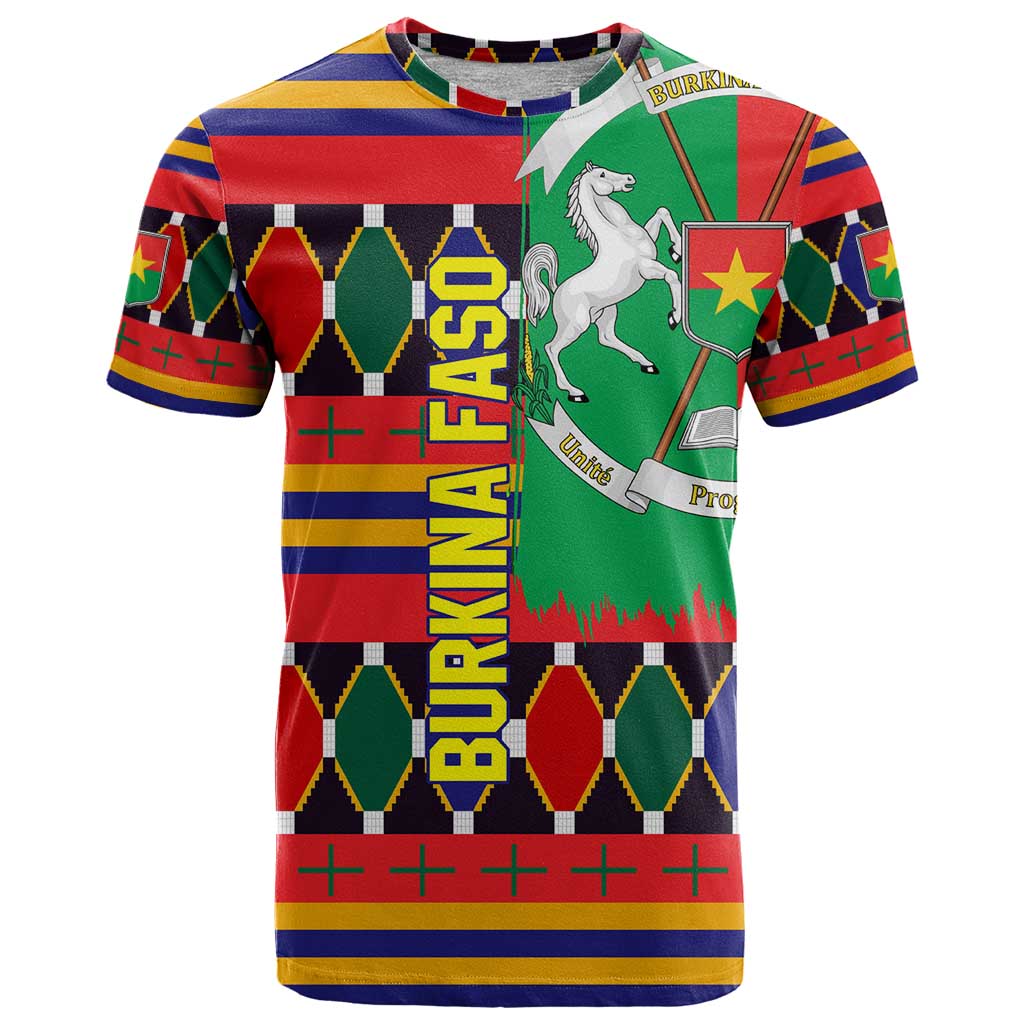 Burkina Faso T Shirt with Red Green Blue Geometric - Wonder Print Shop