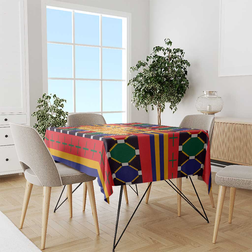 Burkina Faso Tablecloth with Red Green Blue Geometric - Wonder Print Shop