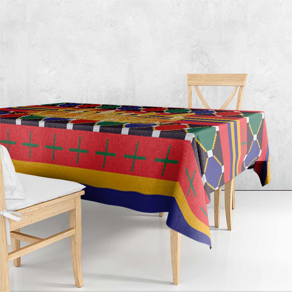 Burkina Faso Tablecloth with Red Green Blue Geometric - Wonder Print Shop