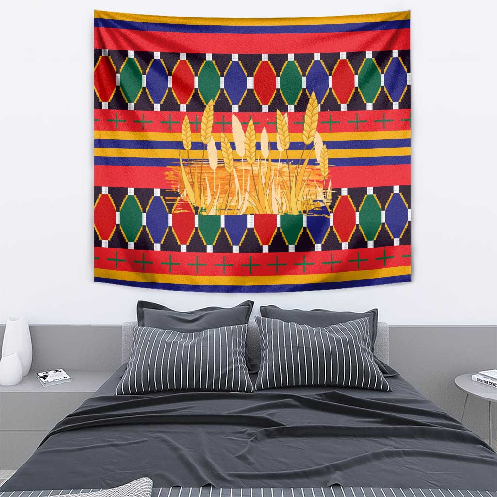 Burkina Faso Tapestry with Red Green Blue Geometric - Wonder Print Shop