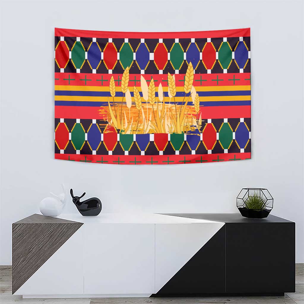 Burkina Faso Tapestry with Red Green Blue Geometric - Wonder Print Shop