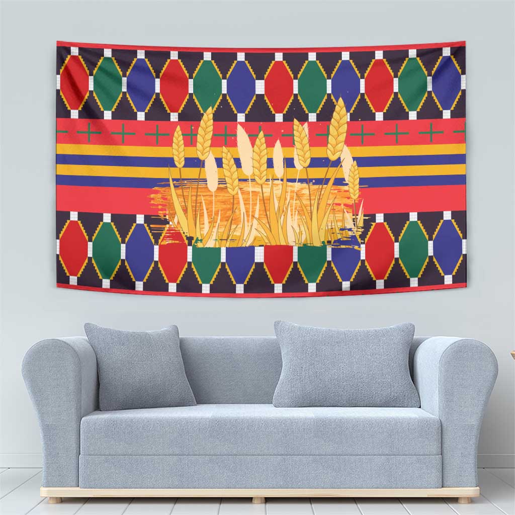 Burkina Faso Tapestry with Red Green Blue Geometric - Wonder Print Shop