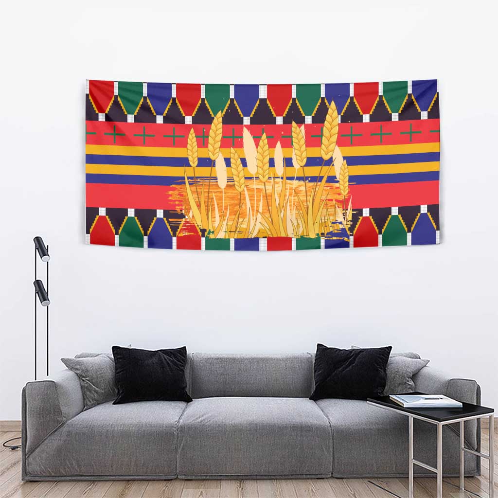 Burkina Faso Tapestry with Red Green Blue Geometric - Wonder Print Shop