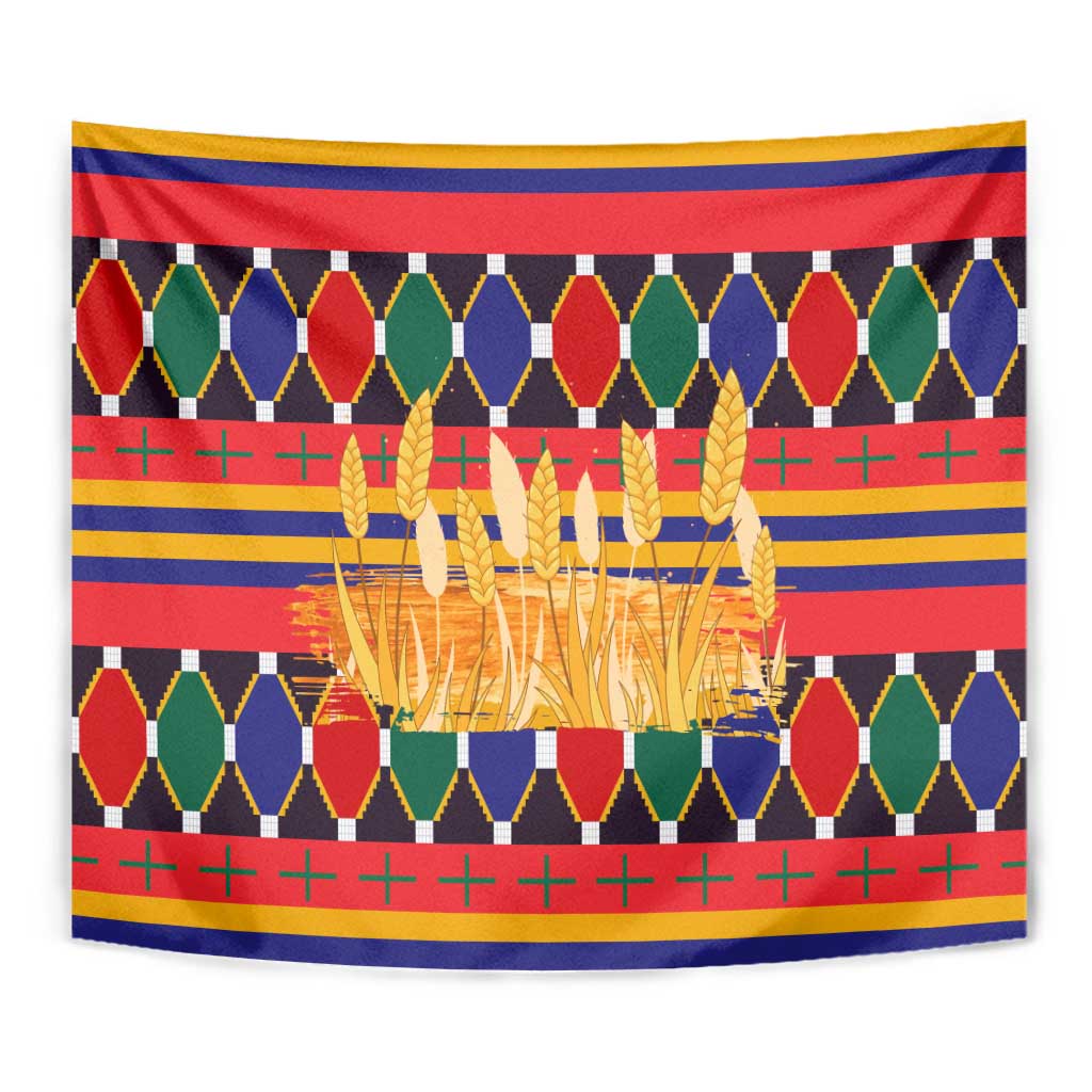 Burkina Faso Tapestry with Red Green Blue Geometric - Wonder Print Shop
