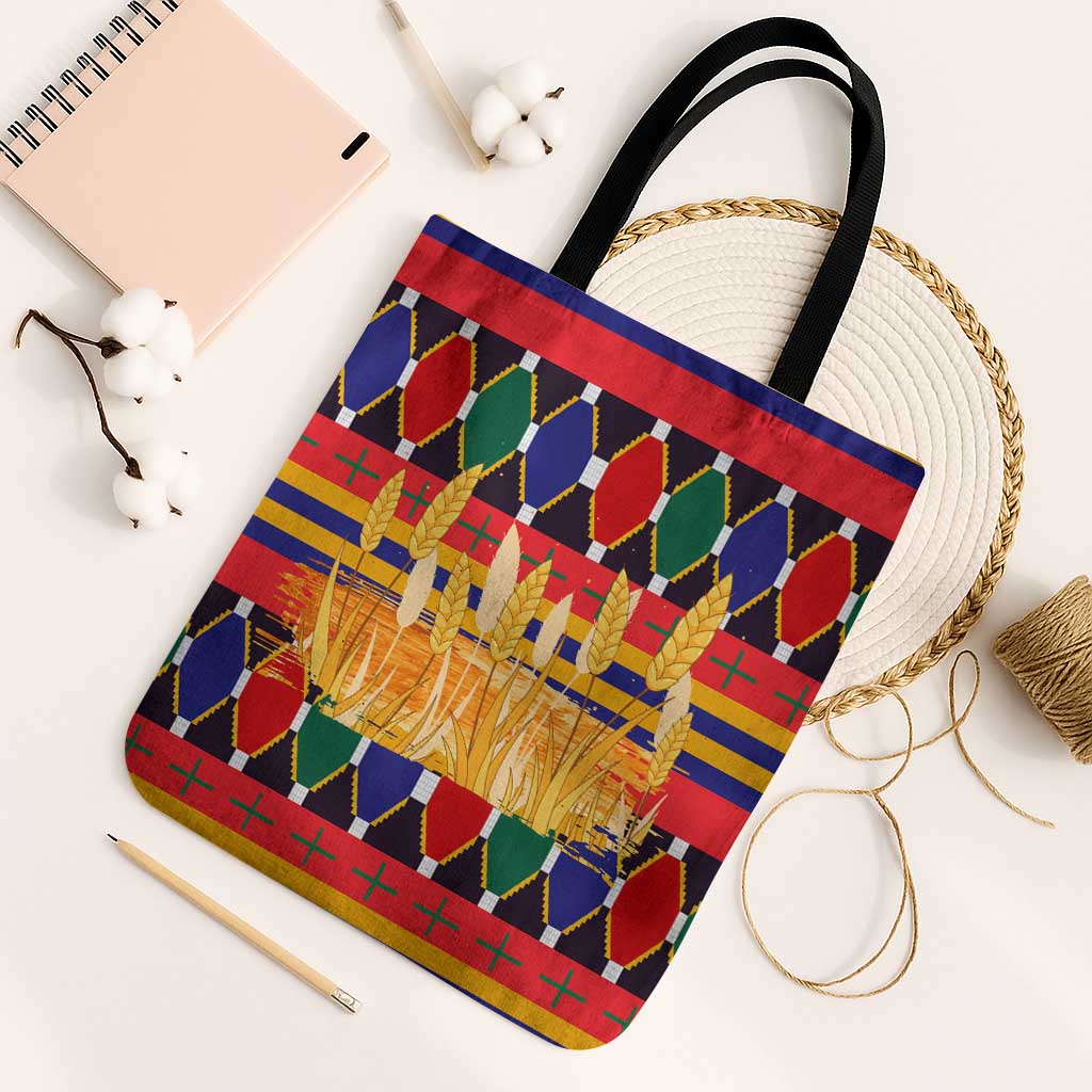 Burkina Faso Tote Bag with Red Green Blue Geometric - Wonder Print Shop