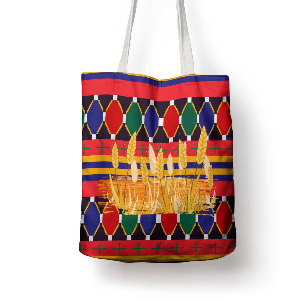 Burkina Faso Tote Bag with Red Green Blue Geometric - Wonder Print Shop