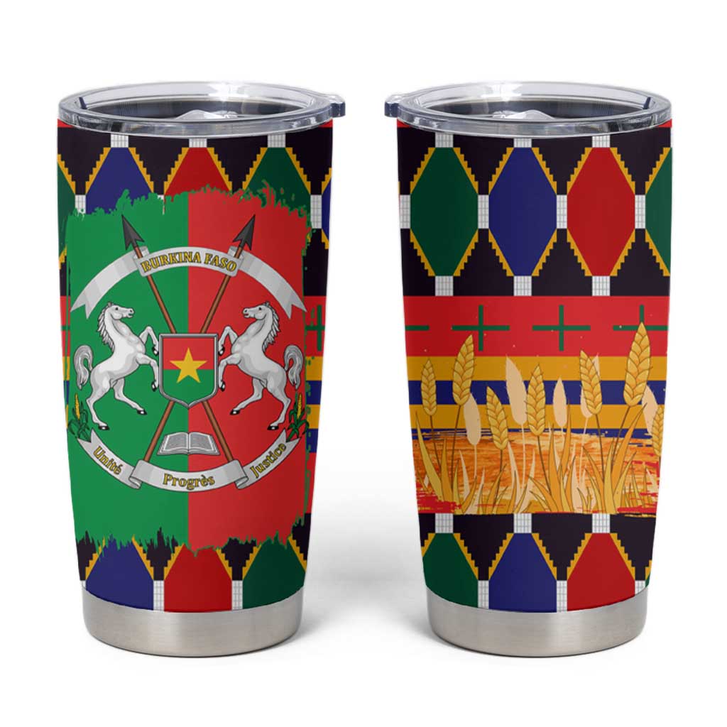 Burkina Faso Tumbler Cup with Red Green Blue Geometric - Wonder Print Shop