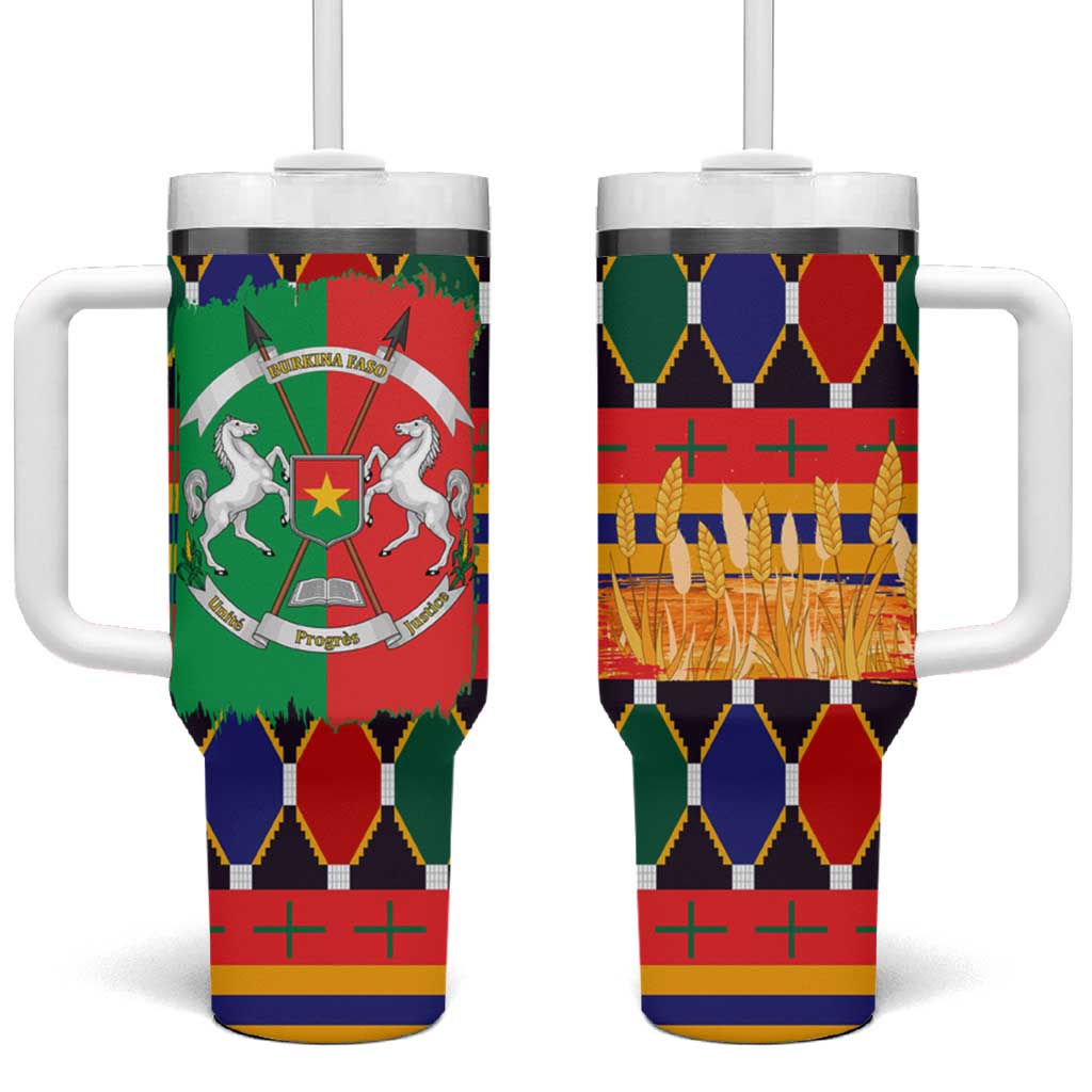 Burkina Faso Tumbler With Handle with Red Green Blue Geometric - Wonder Print Shop
