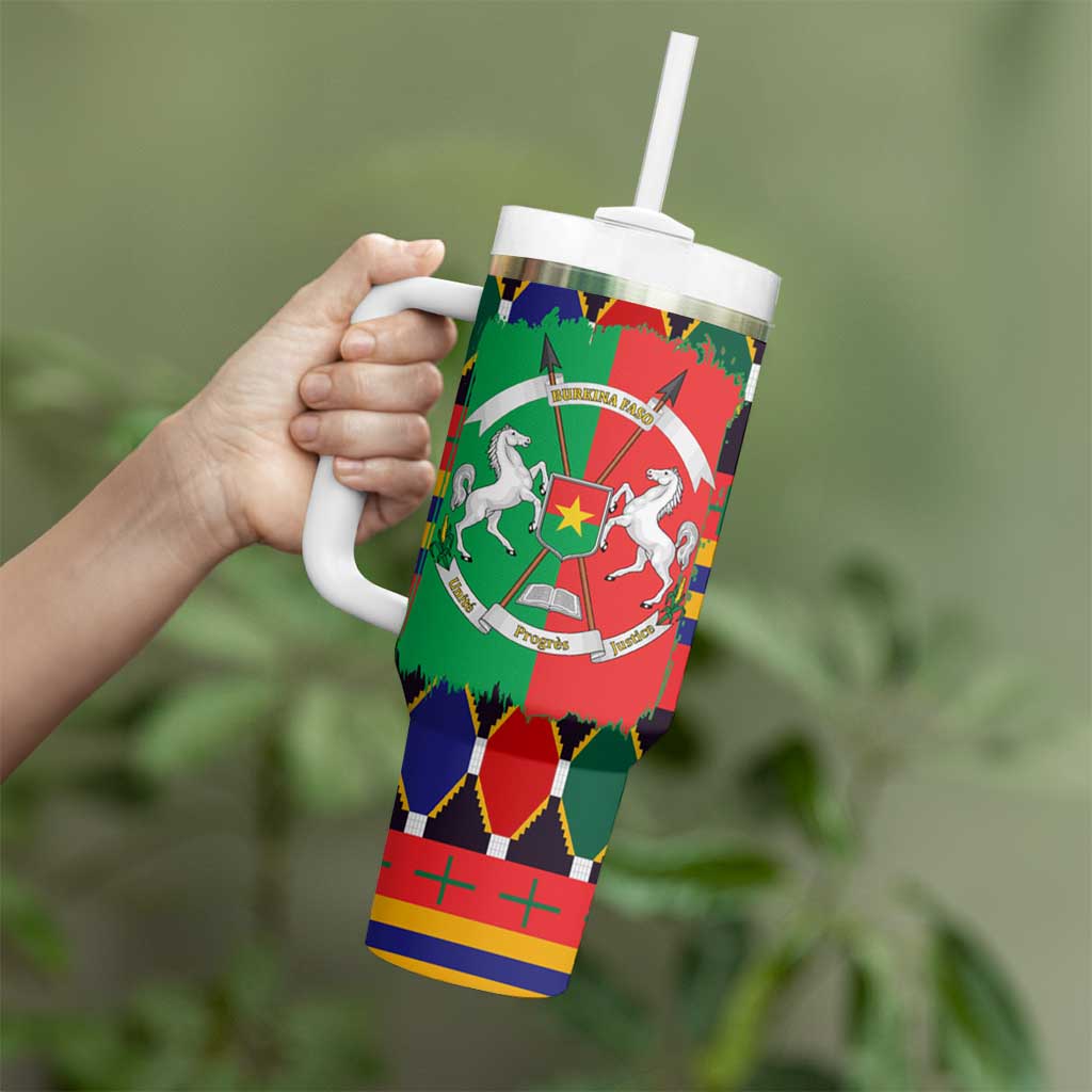 Burkina Faso Tumbler With Handle with Red Green Blue Geometric - Wonder Print Shop