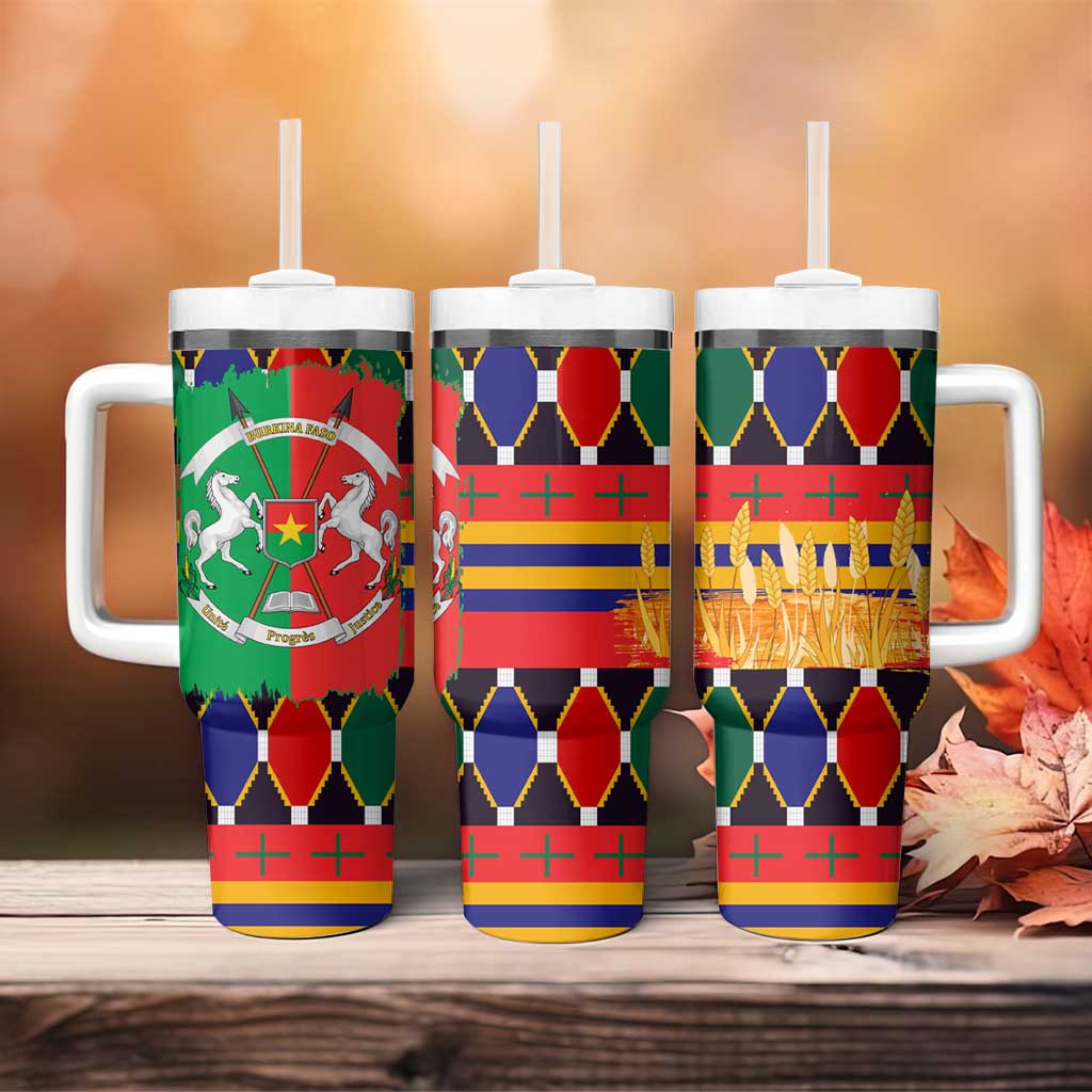 Burkina Faso Tumbler With Handle with Red Green Blue Geometric - Wonder Print Shop