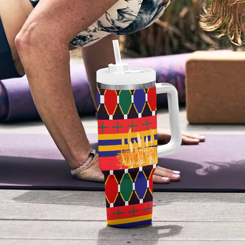 Burkina Faso Tumbler With Handle with Red Green Blue Geometric - Wonder Print Shop
