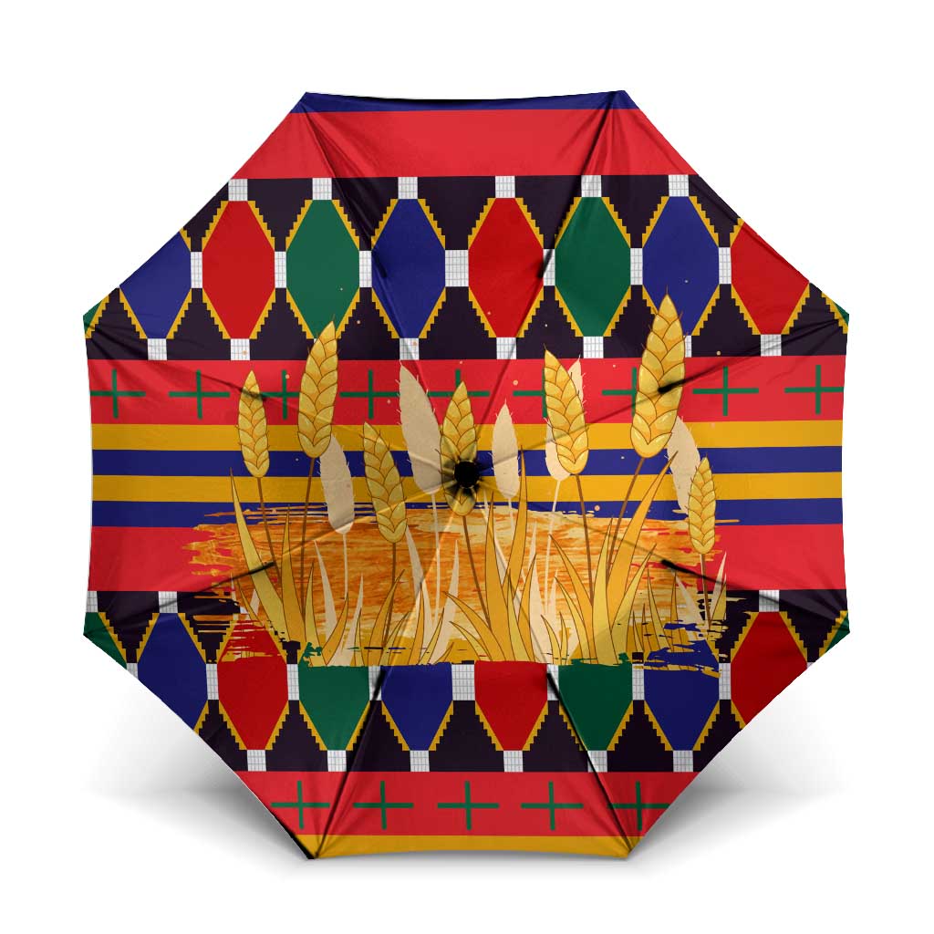 Burkina Faso Umbrella with Red Green Blue Geometric - Wonder Print Shop