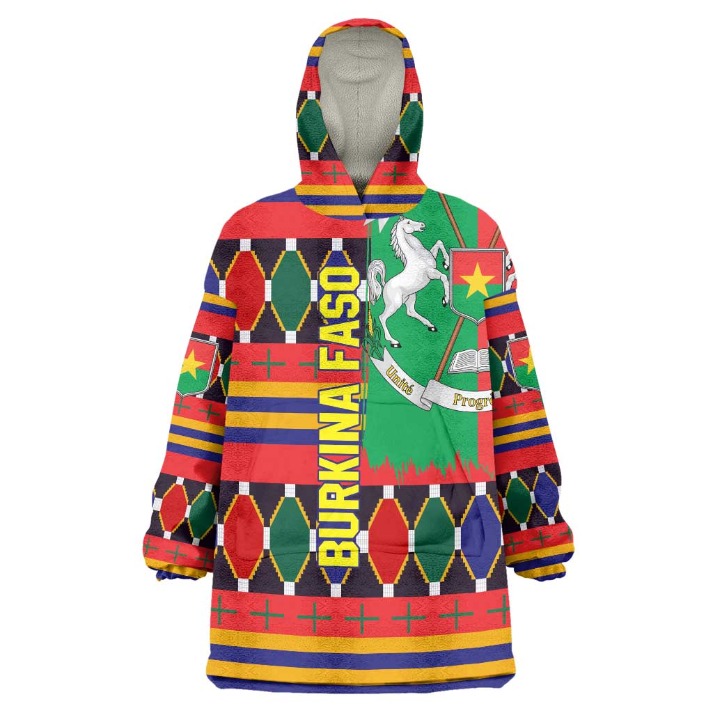 Burkina Faso Wearable Blanket Hoodie with Red Green Blue Geometric - Wonder Print Shop