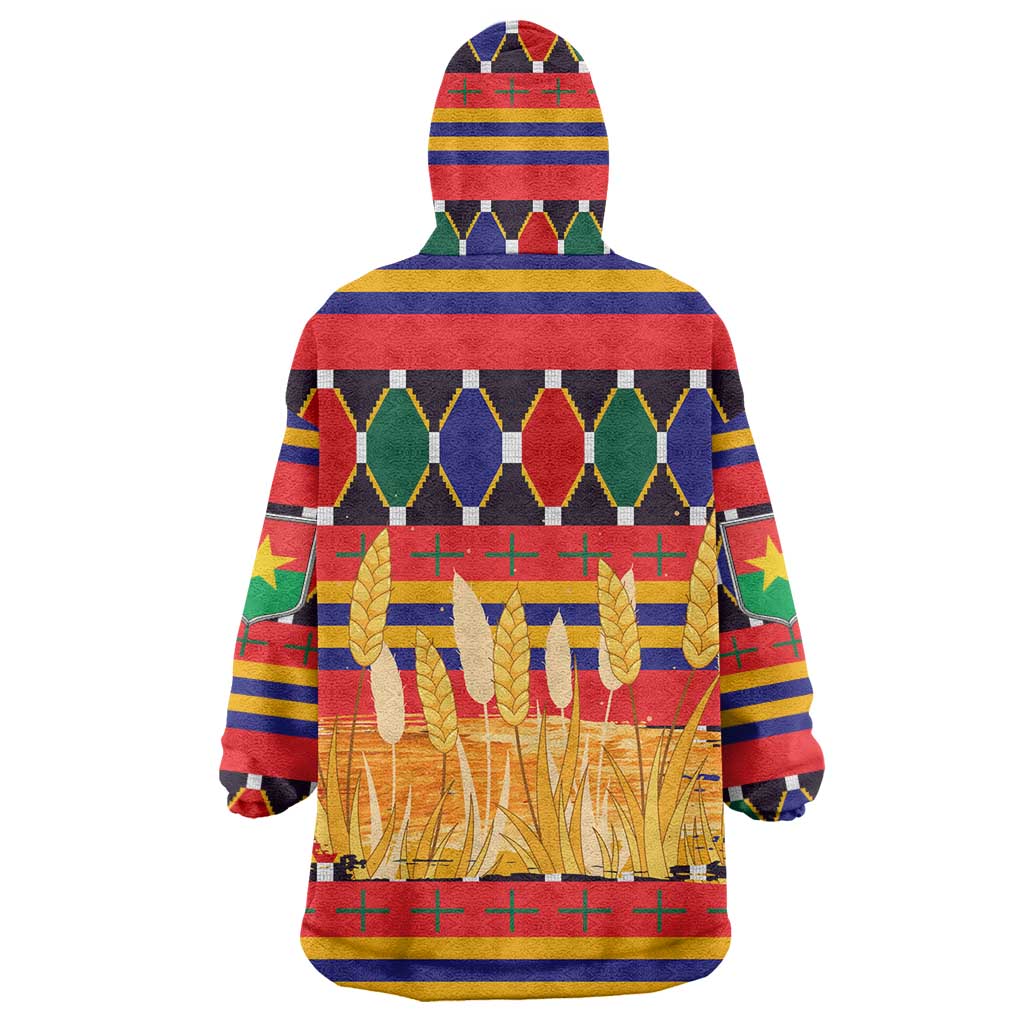 Burkina Faso Wearable Blanket Hoodie with Red Green Blue Geometric - Wonder Print Shop