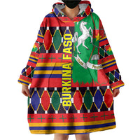 Burkina Faso Wearable Blanket Hoodie with Red Green Blue Geometric - Wonder Print Shop