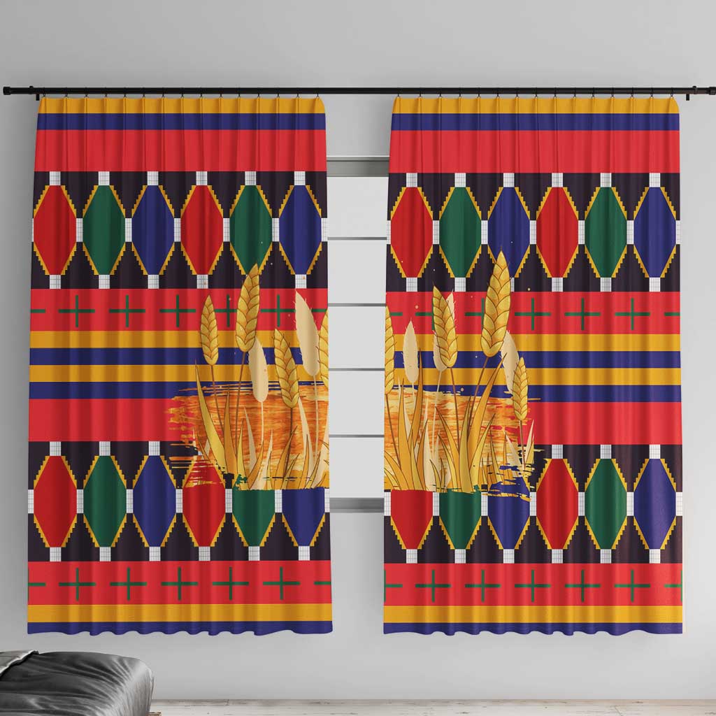 Burkina Faso Window Curtain with Red Green Blue Geometric - Wonder Print Shop