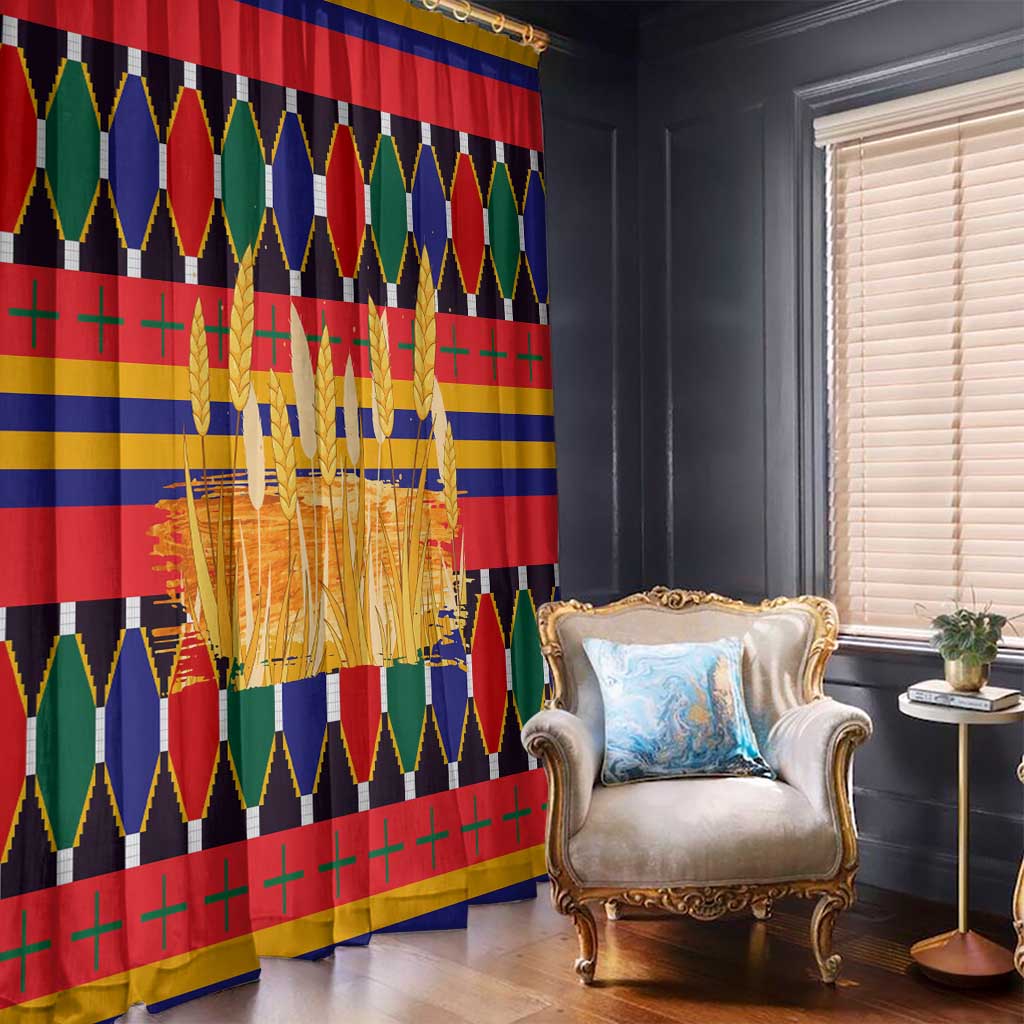 Burkina Faso Window Curtain with Red Green Blue Geometric - Wonder Print Shop