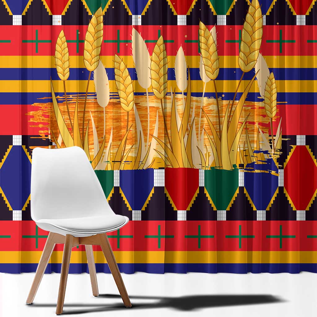 Burkina Faso Window Curtain with Red Green Blue Geometric - Wonder Print Shop