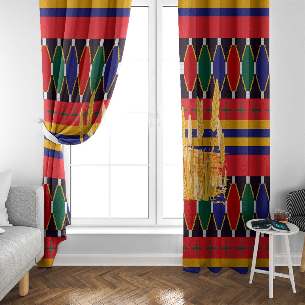 Burkina Faso Window Curtain with Red Green Blue Geometric - Wonder Print Shop