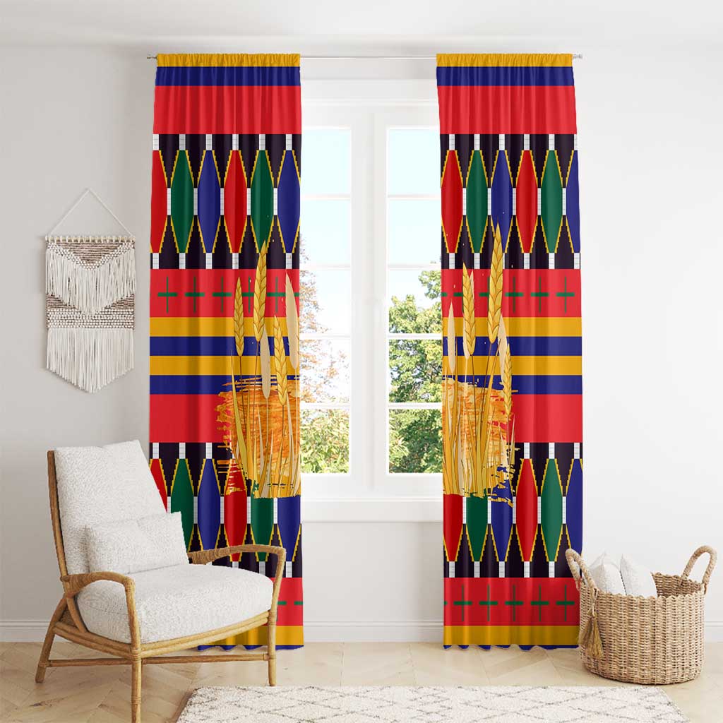 Burkina Faso Window Curtain with Red Green Blue Geometric - Wonder Print Shop