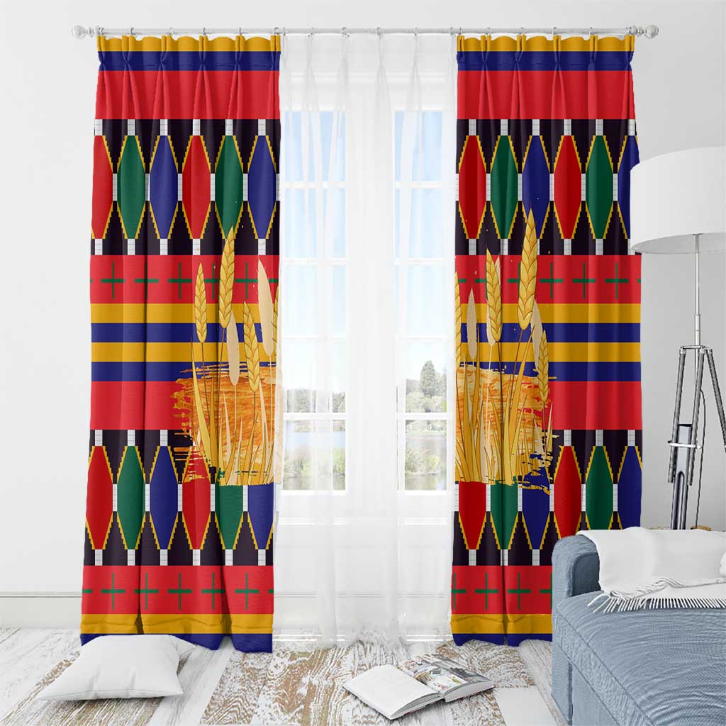 Burkina Faso Window Curtain with Red Green Blue Geometric - Wonder Print Shop