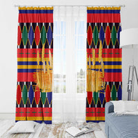 Burkina Faso Window Curtain with Red Green Blue Geometric - Wonder Print Shop