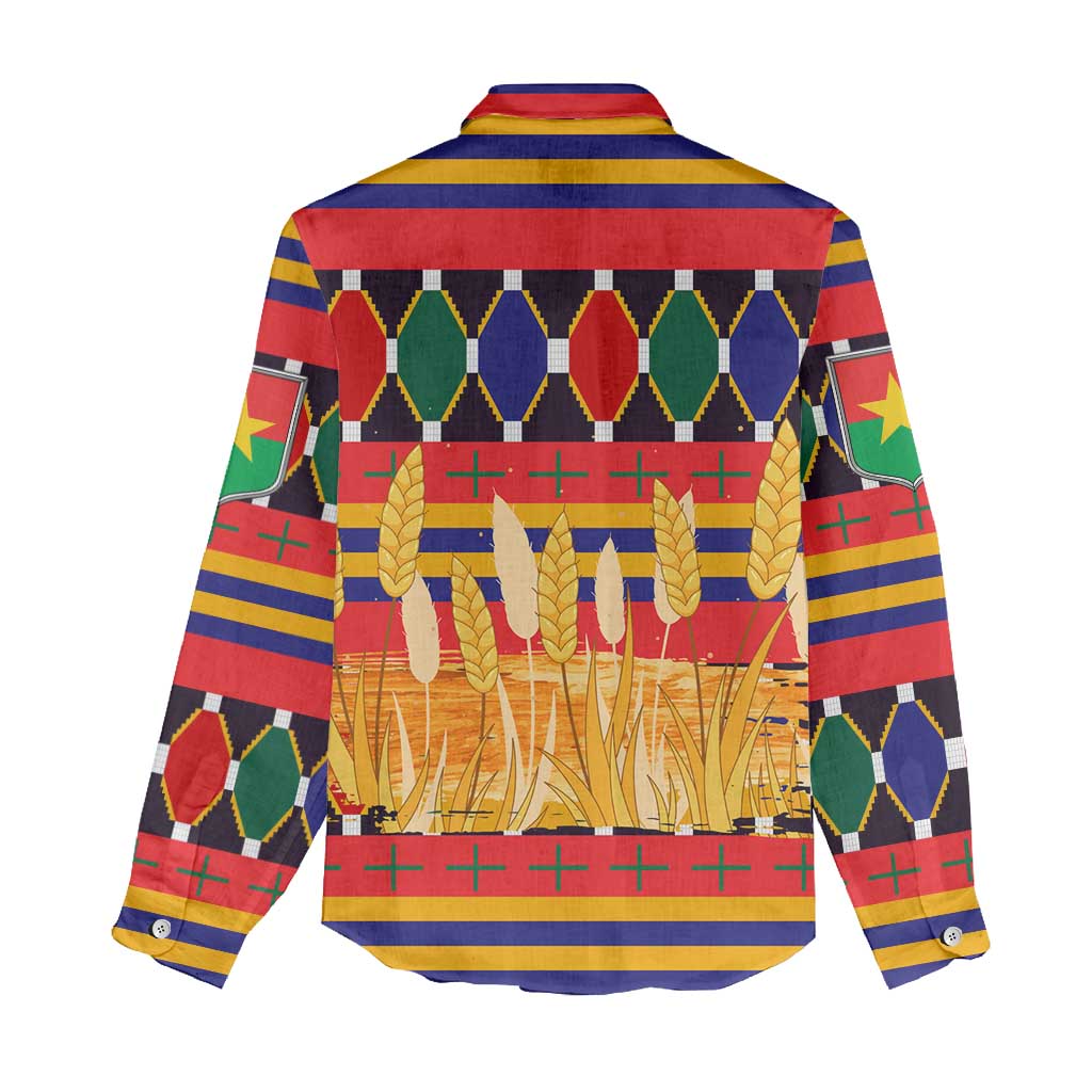 Burkina Faso Women Casual Shirt with Red Green Blue Geometric - Wonder Print Shop