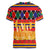 Burkina Faso Women V-Neck T-Shirt with Red Green Blue Geometric - Wonder Print Shop