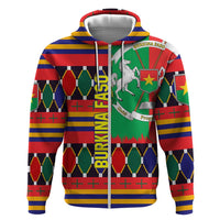 Burkina Faso Zip Hoodie with Red Green Blue Geometric - Wonder Print Shop