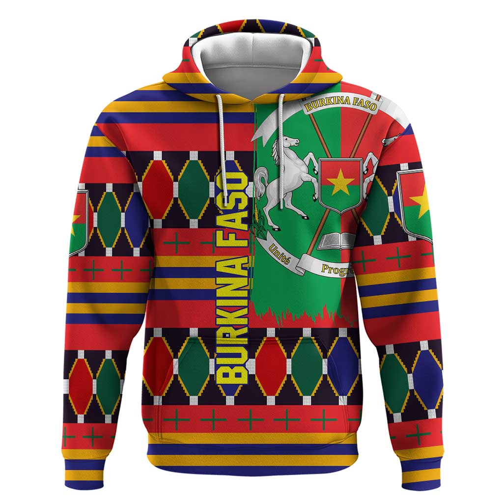 Burkina Faso Zip Hoodie with Red Green Blue Geometric - Wonder Print Shop