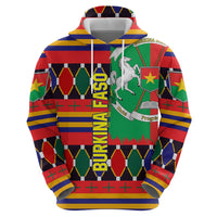 Burkina Faso Zip Hoodie with Red Green Blue Geometric - Wonder Print Shop