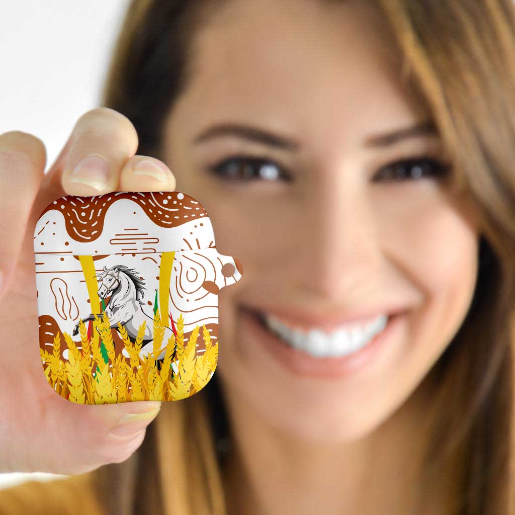 Burkina Faso AirPods Case with Brown White Yellow Abstract Design - Wonder Print Shop