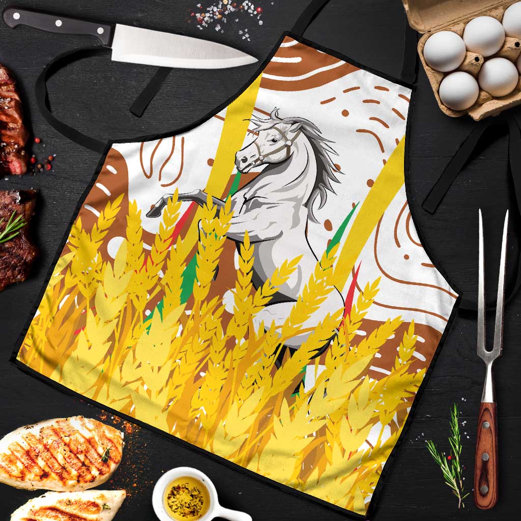 Burkina Faso Apron with Brown White Yellow Abstract Design - Wonder Print Shop