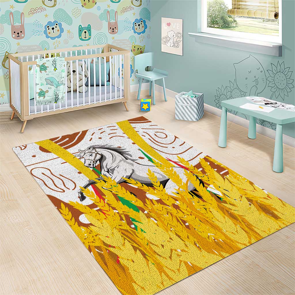 Burkina Faso Area Rug with Brown White Yellow Abstract Design - Wonder Print Shop