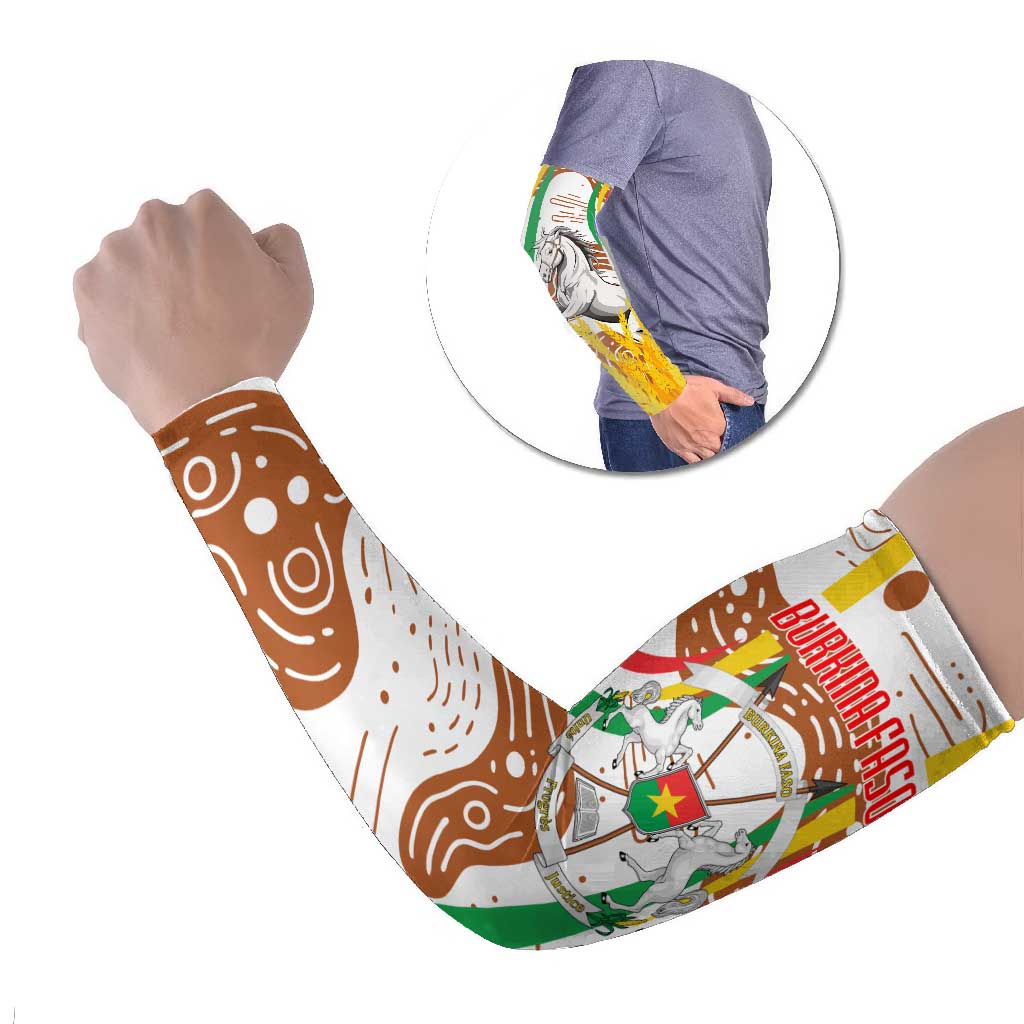 Burkina Faso Arm Sleeves with Brown White Yellow Abstract Design - Wonder Print Shop