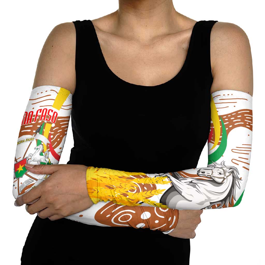 Burkina Faso Arm Sleeves with Brown White Yellow Abstract Design - Wonder Print Shop