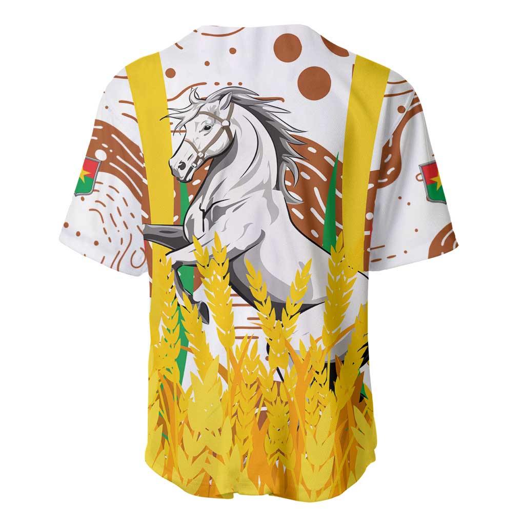 Burkina Faso Baseball Jersey with Brown White Yellow Abstract Design - Wonder Print Shop