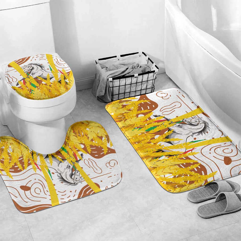 Burkina Faso Bathroom Set with Brown White Yellow Abstract Design - Wonder Print Shop